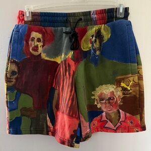 Puma Kid Super Studios Multicolor Art Drawstring W/pockets Shorts Sz M